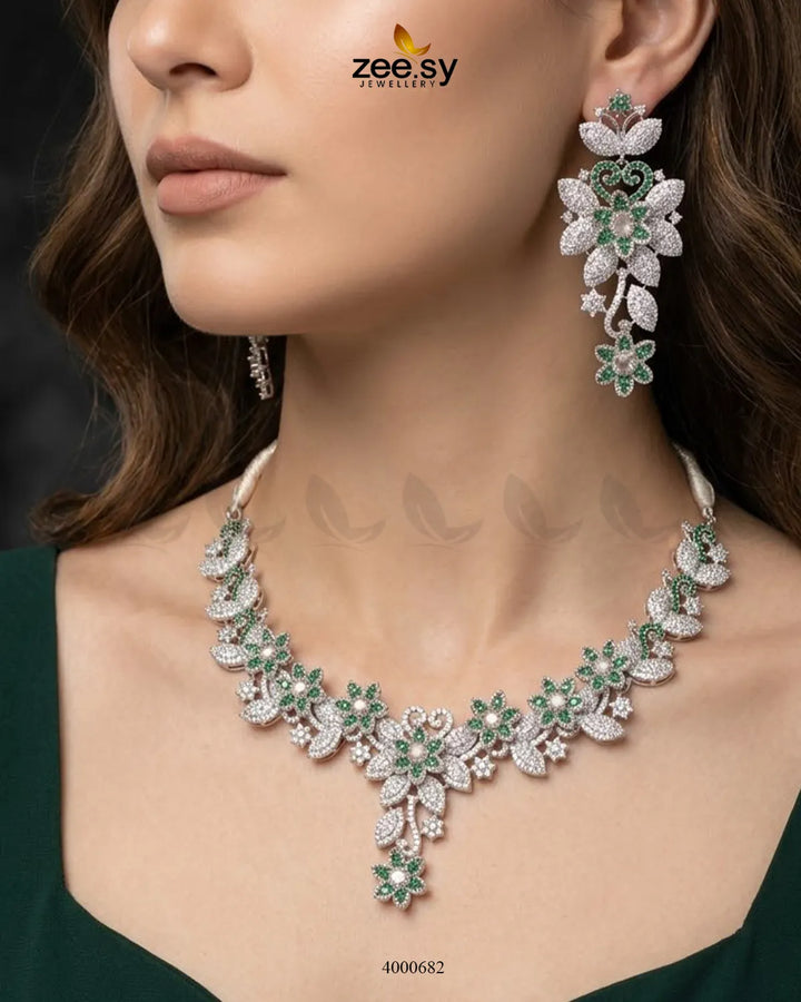 Starlight Floral Pave Necklace Set