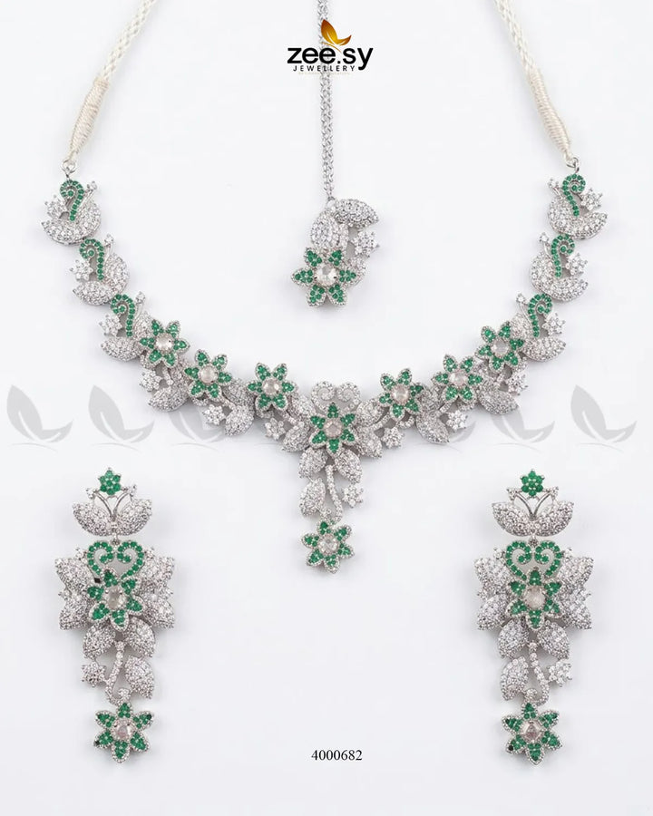 Starlight Floral Pave Necklace Set