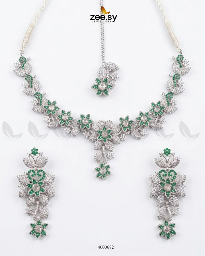 Starlight Floral Pave Necklace Set