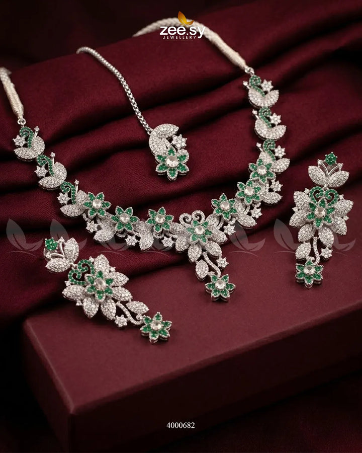 Starlight Floral Pave Necklace Set