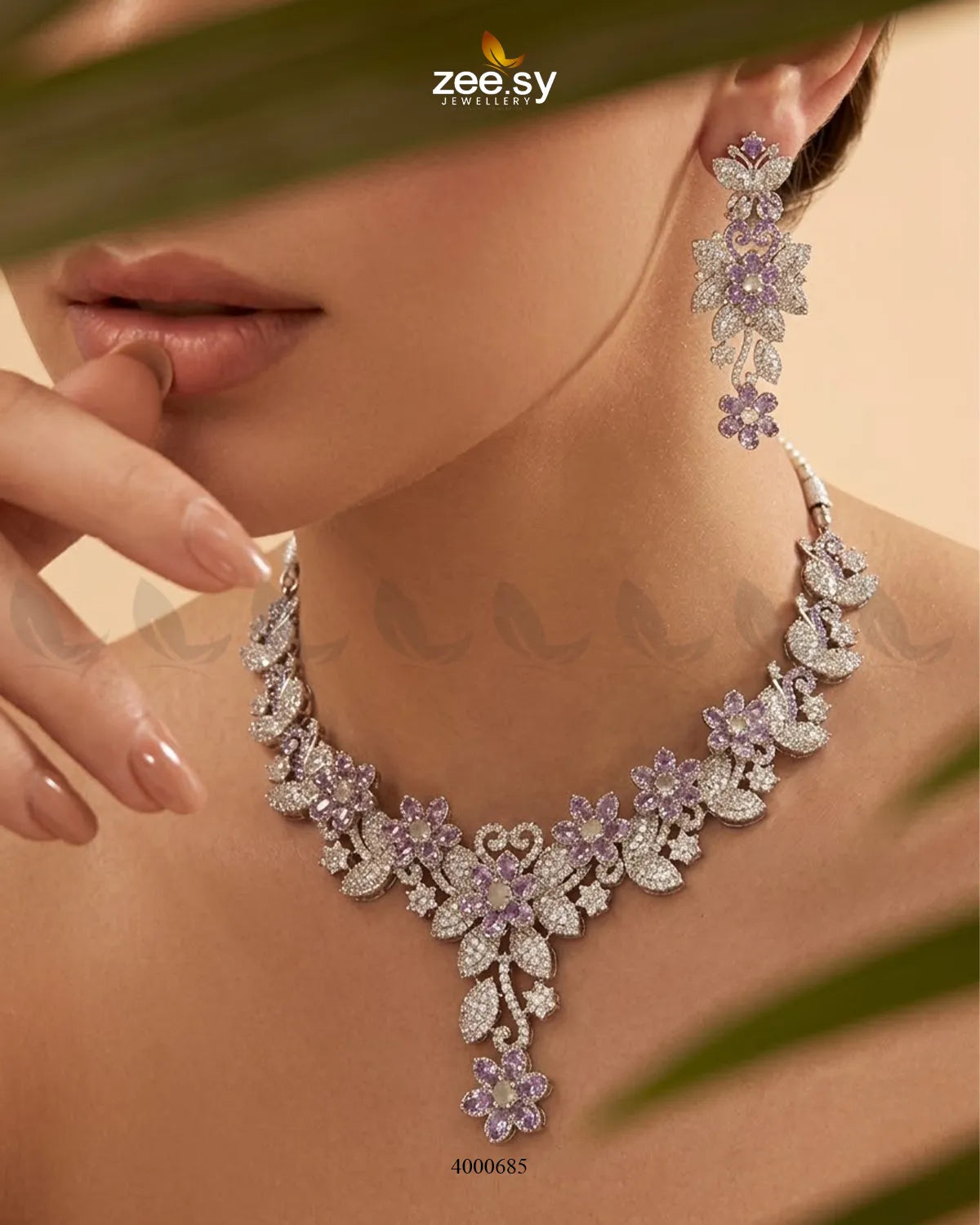 Starlight Floral Pave Necklace Set
