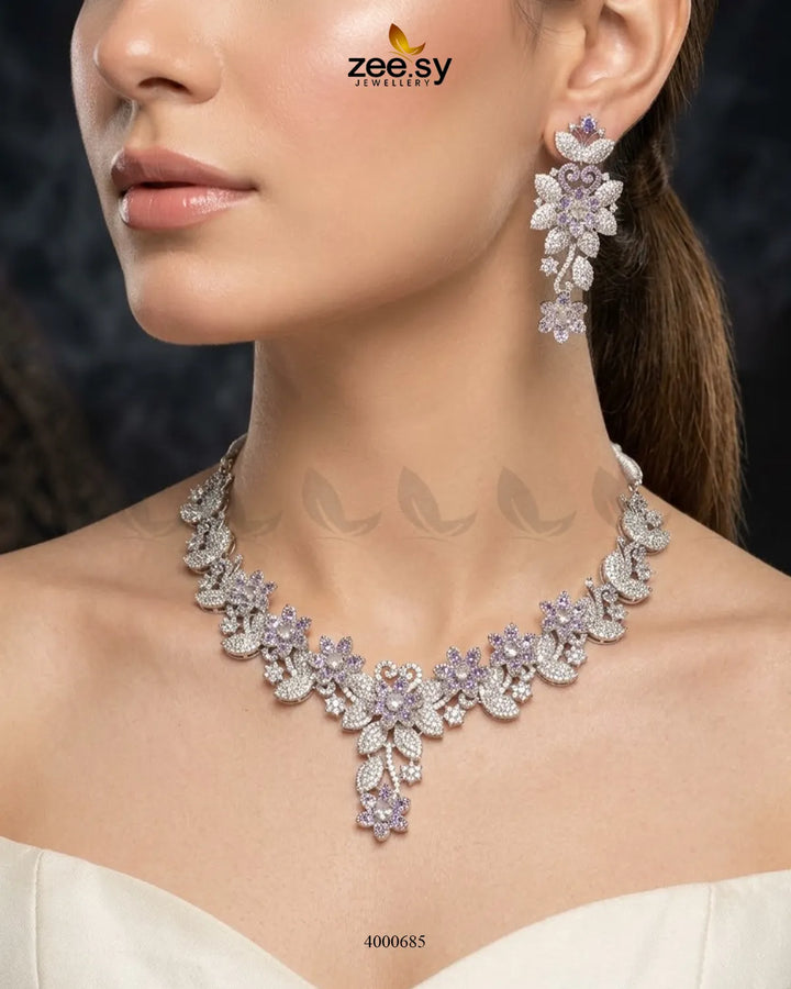 Starlight Floral Pave Necklace Set
