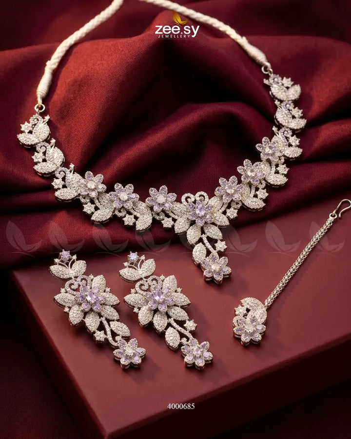 Starlight Floral Pave Necklace Set