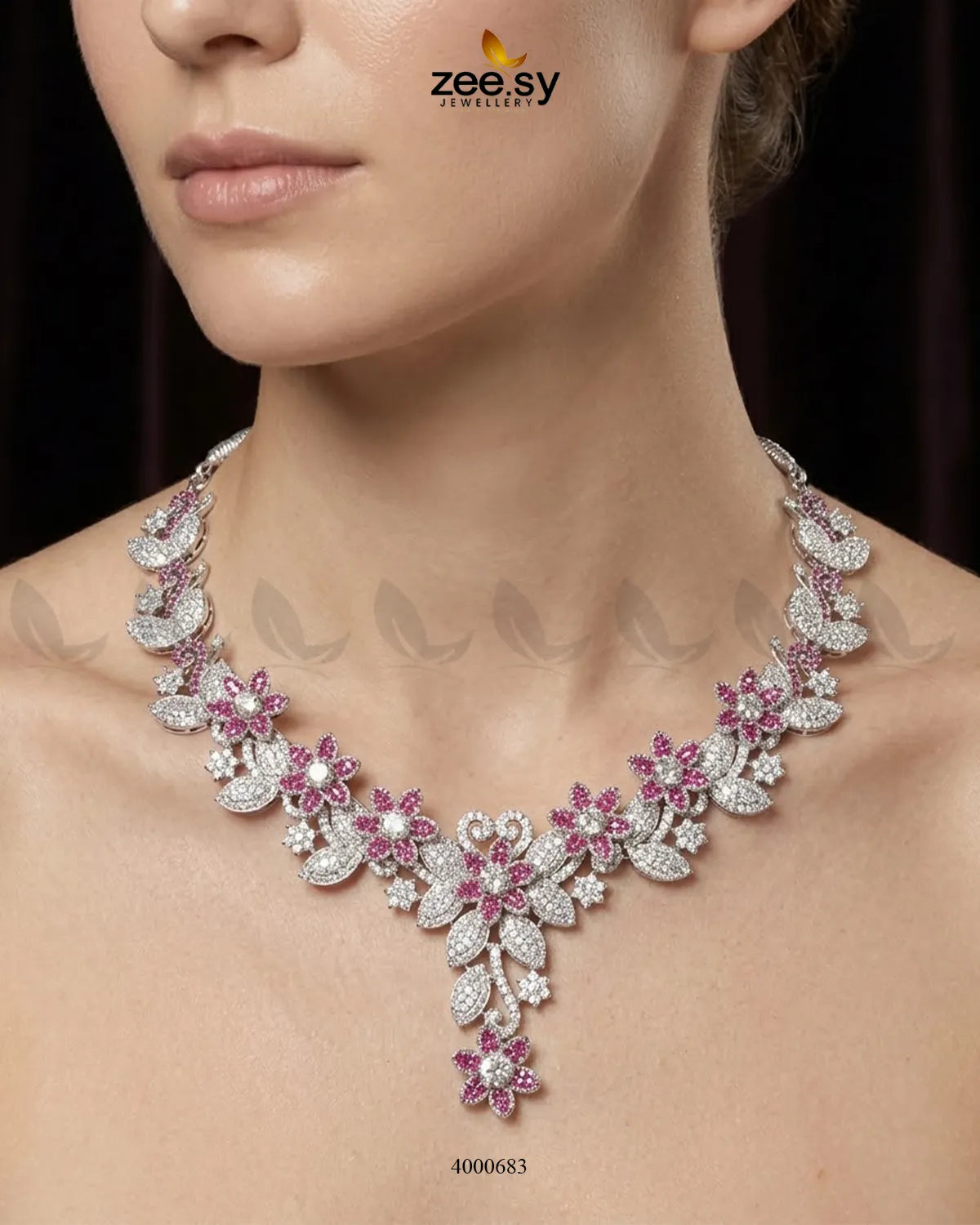 Starlight Floral Pave Necklace Set