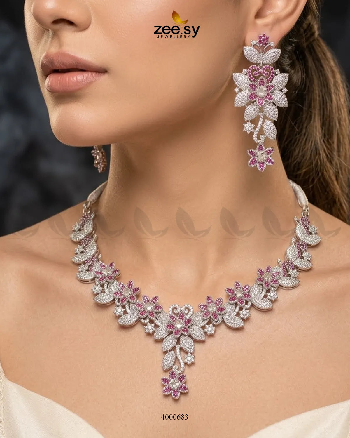 Starlight Floral Pave Necklace Set