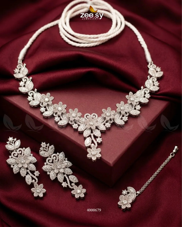 Starlight Floral Pave Necklace Set