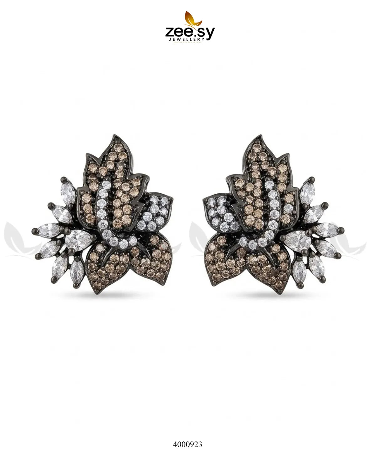 Starlight Floral Zircon Earrings - Metallic