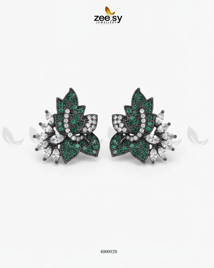 Starlight Floral Zircon Earrings - Metallic