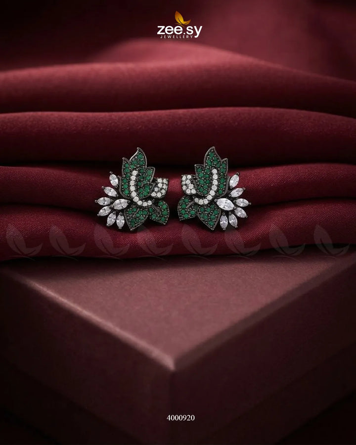 Starlight Floral Zircon Earrings - Metallic
