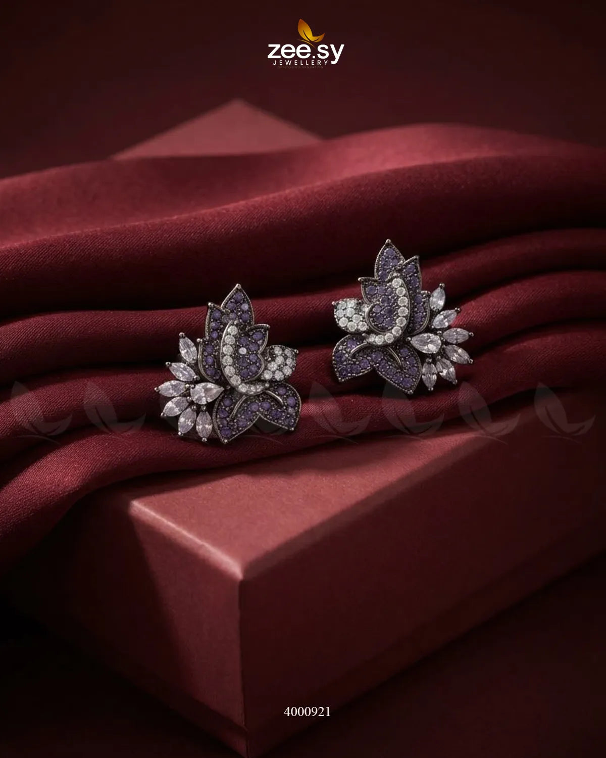 Starlight Floral Zircon Earrings - Metallic