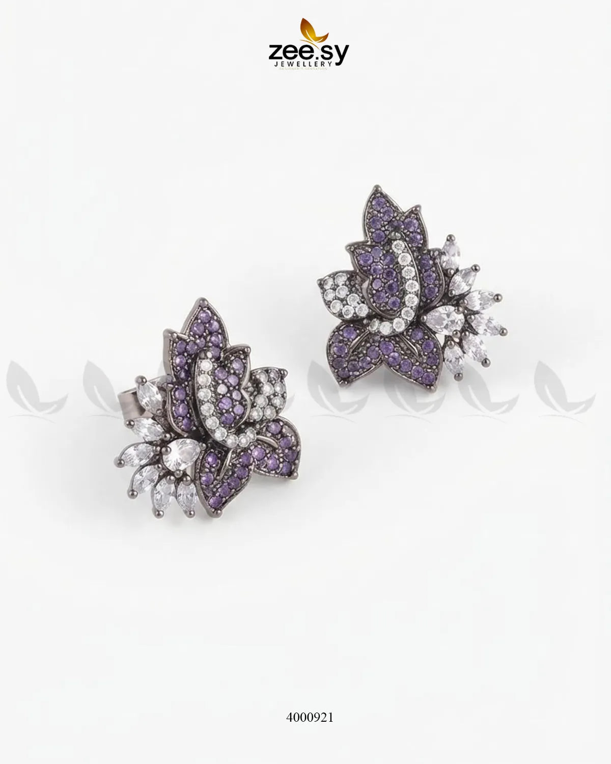 Starlight Floral Zircon Earrings - Metallic