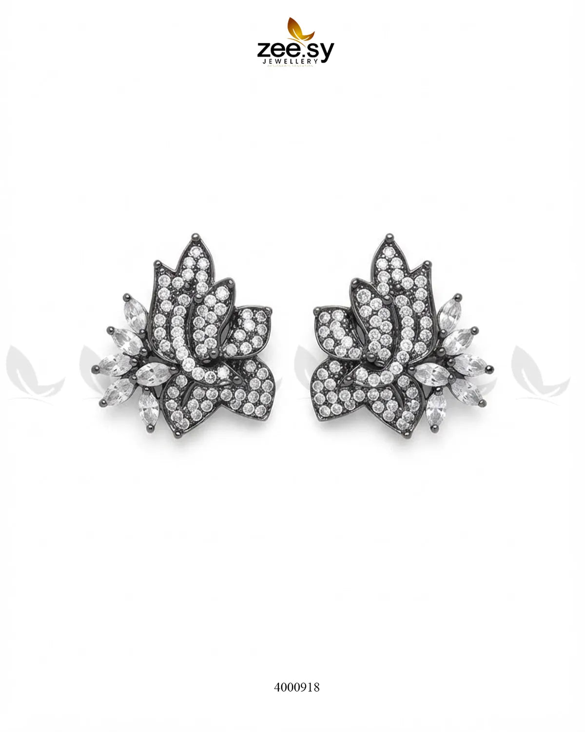 Starlight Floral Zircon Earrings - Metallic