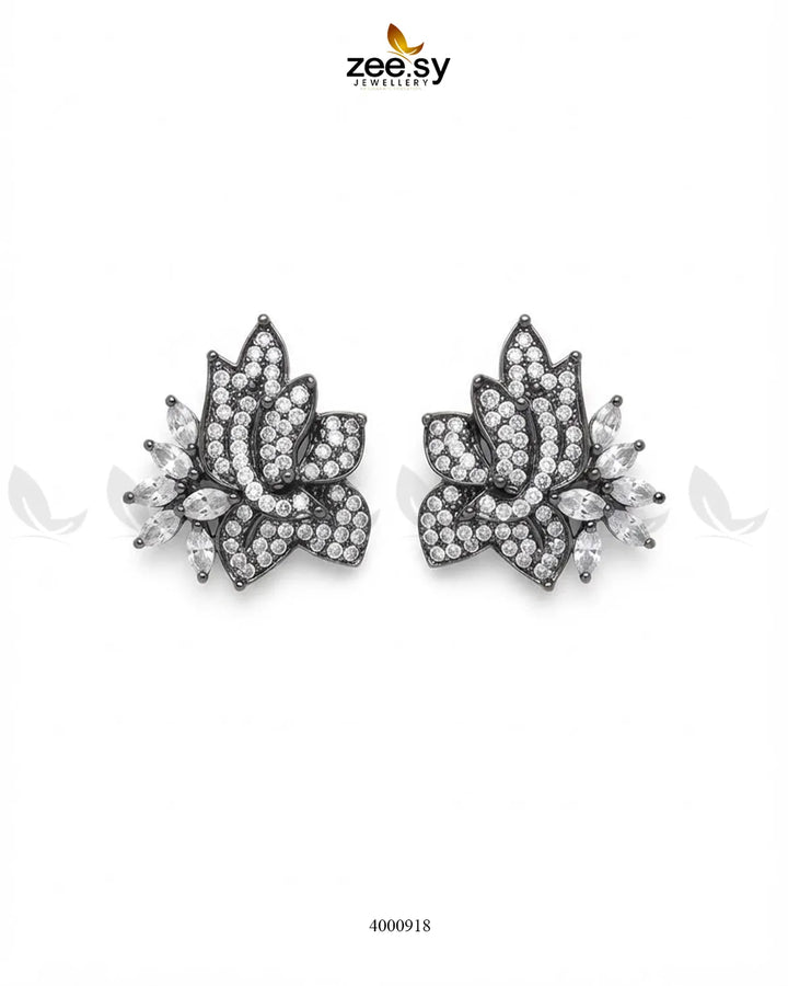 Starlight Floral Zircon Earrings - Metallic