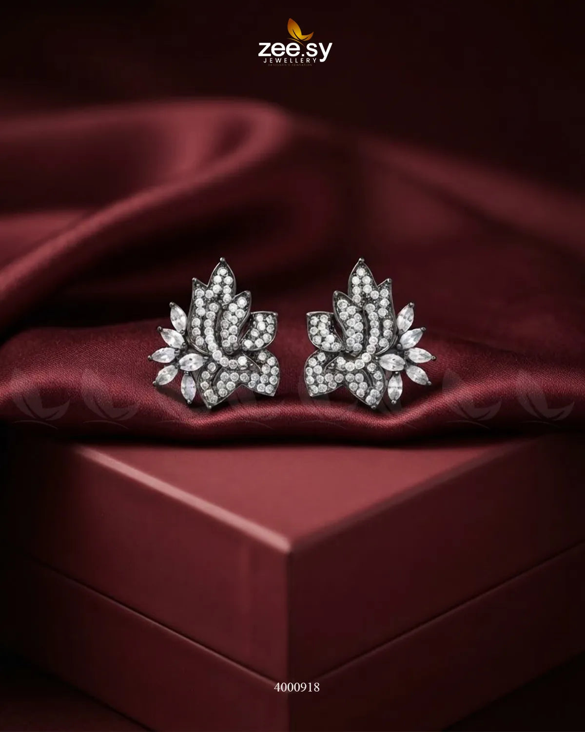 Starlight Floral Zircon Earrings - Metallic