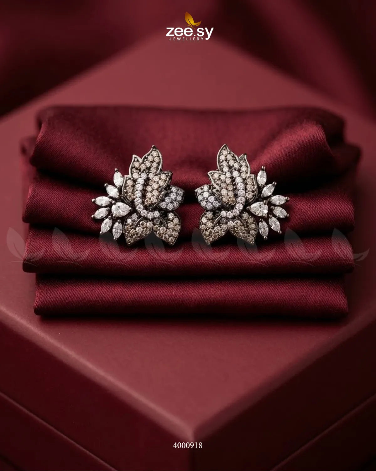 Starlight Floral Zircon Earrings - Metallic – Earrings by Zee.Sy Jewellery (view 3)