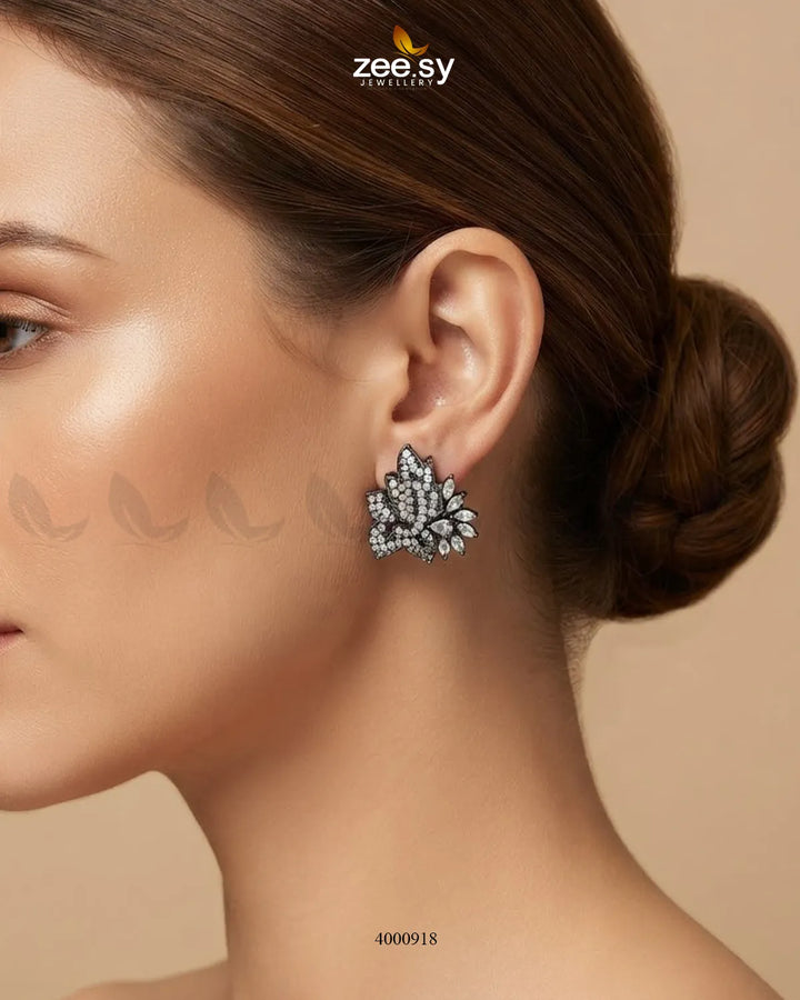 Starlight Floral Zircon Earrings - Metallic