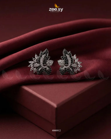 Starlight Floral Zircon Earrings - Silver – Earrings by Zee.Sy Jewellery (view 3)