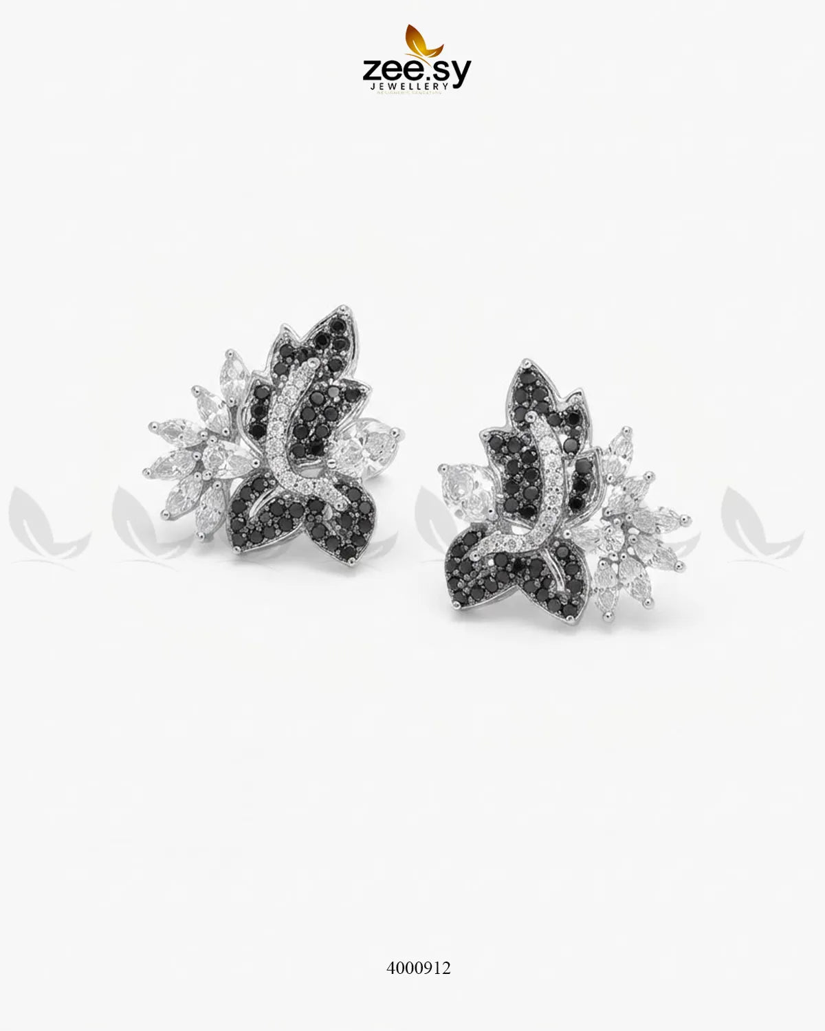 Starlight Floral Zircon Earrings - Silver