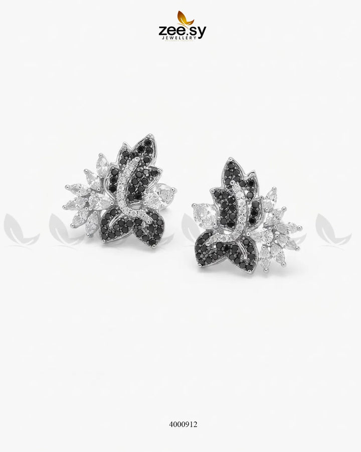 Starlight Floral Zircon Earrings - Silver