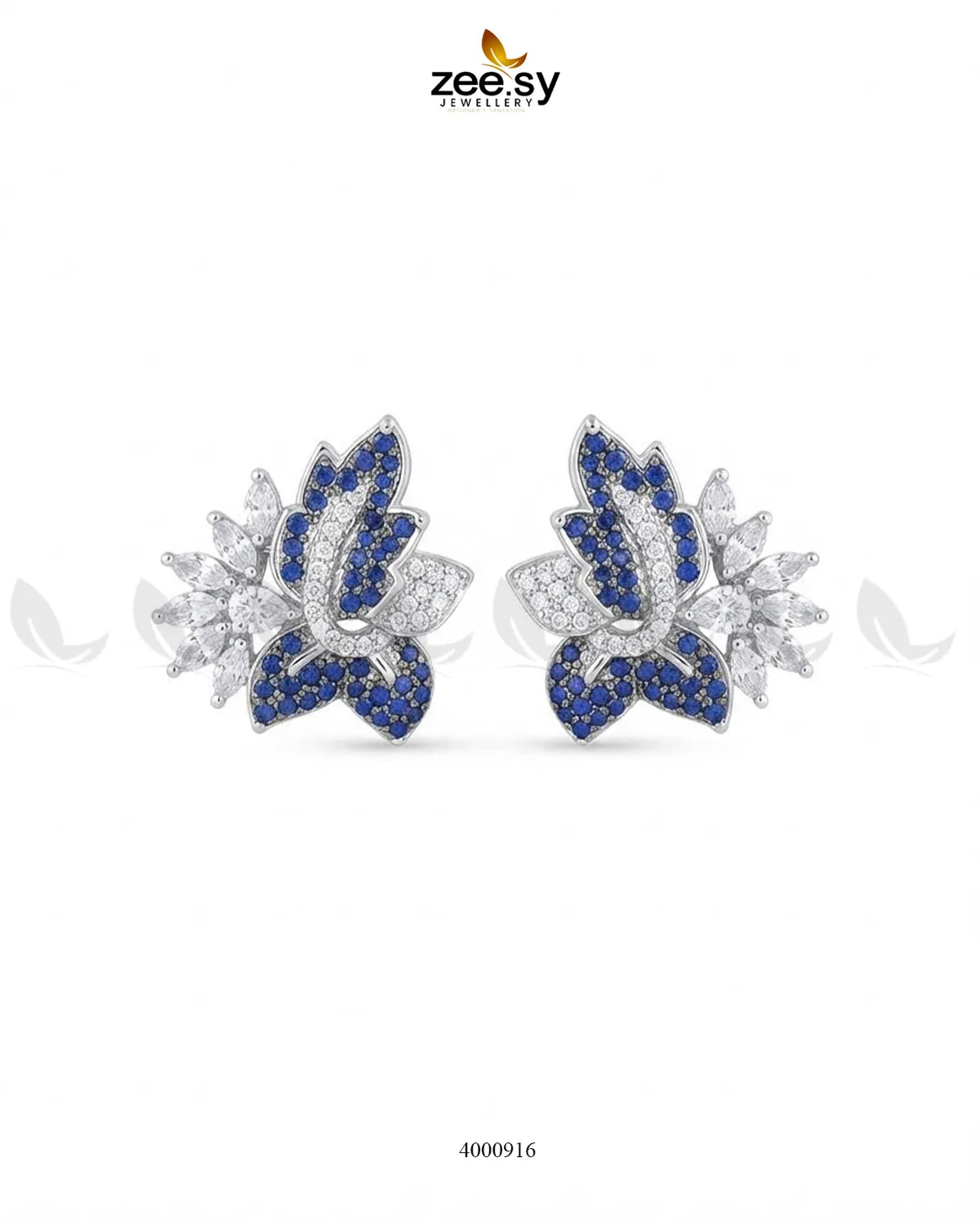 Starlight Floral Zircon Earrings - Silver