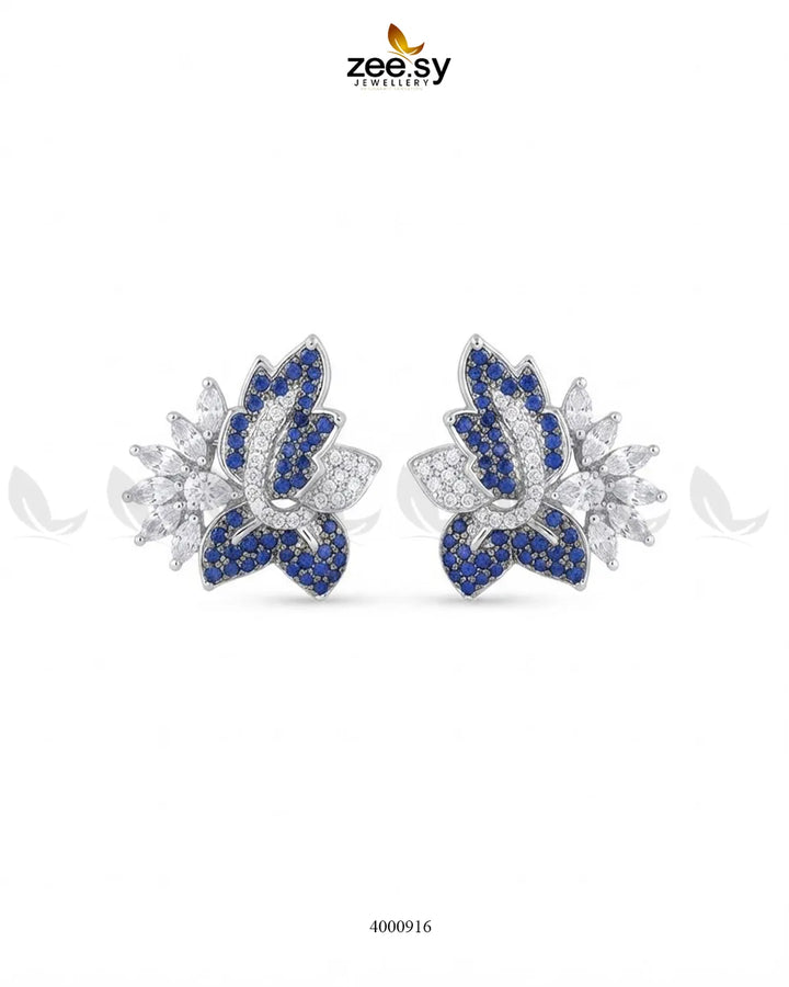 Starlight Floral Zircon Earrings - Silver