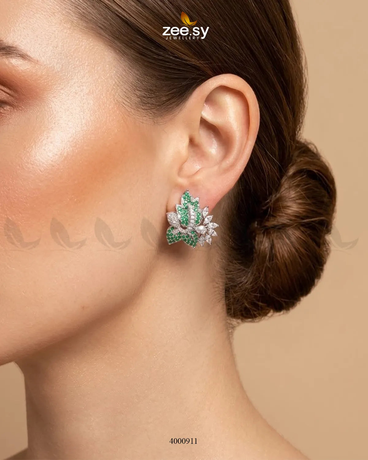 Starlight Floral Zircon Earrings - Silver – Earrings by Zee.Sy Jewellery (view 4)
