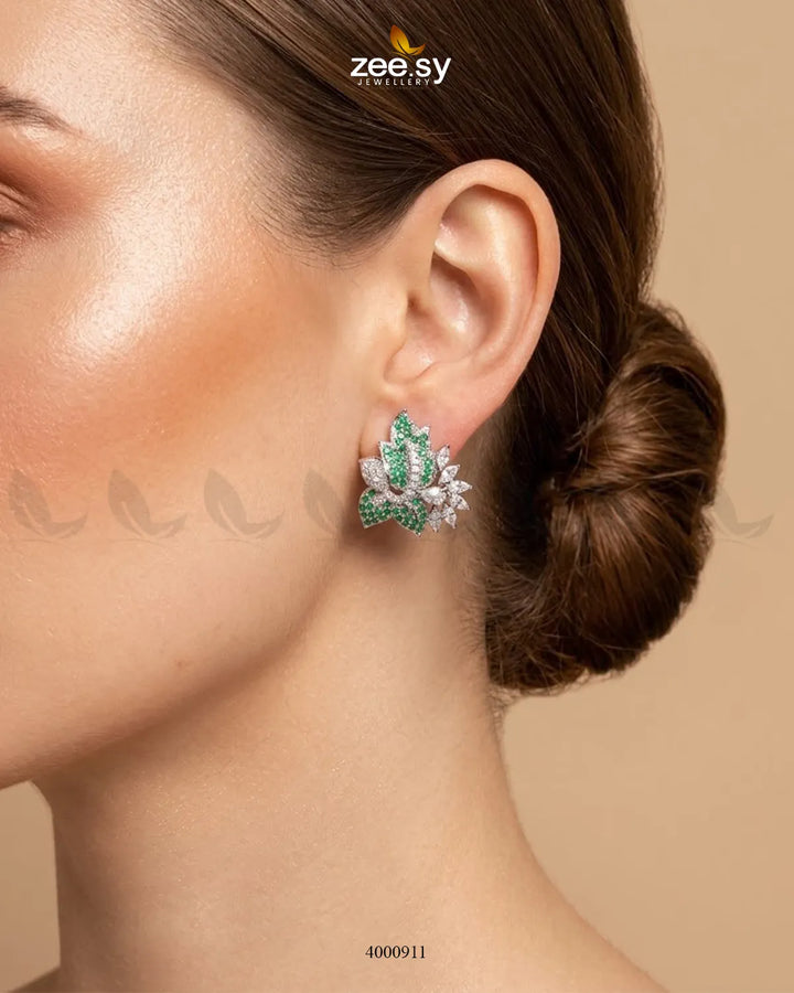 Starlight Floral Zircon Earrings - Silver – Earrings by Zee.Sy Jewellery (view 4)