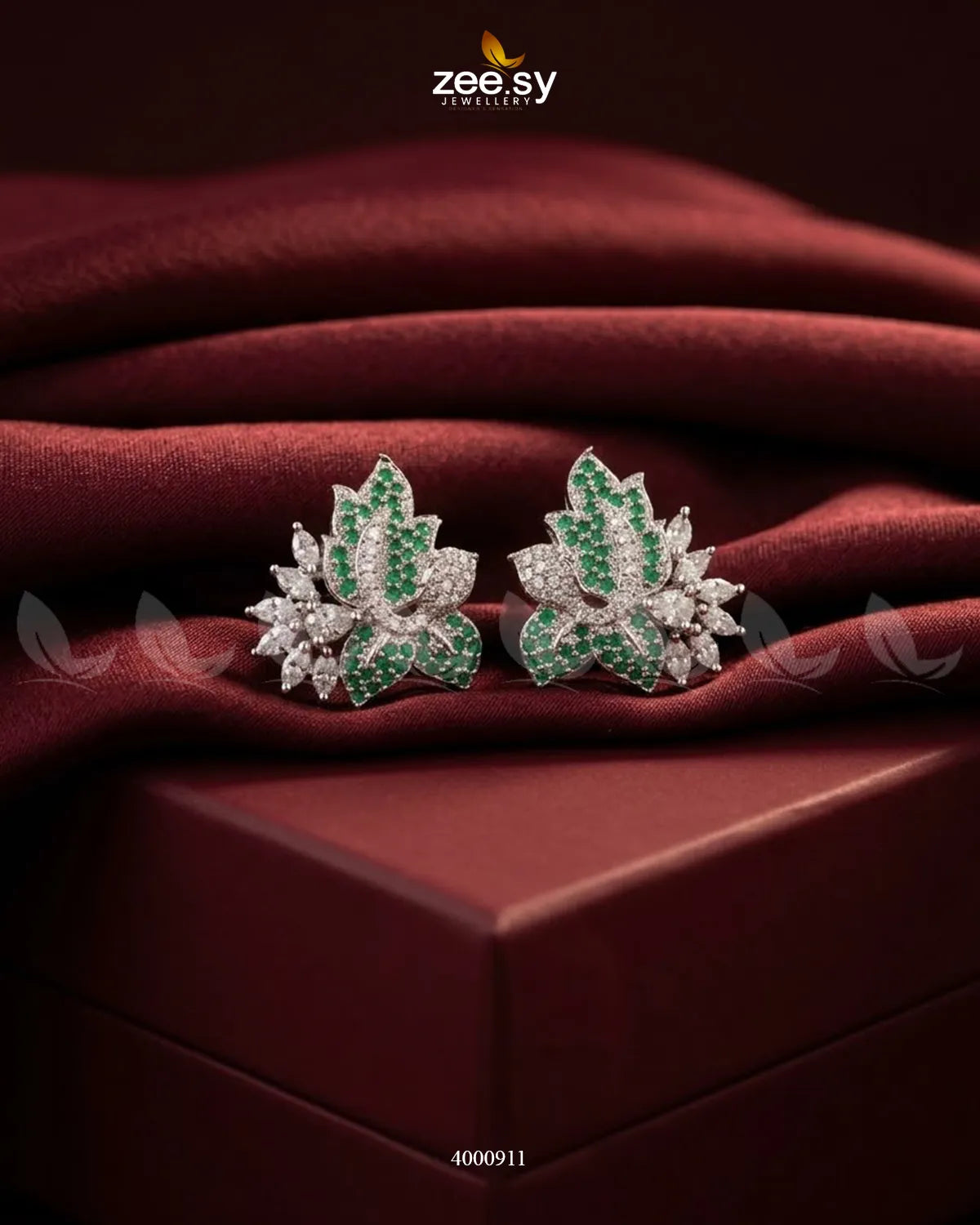 Starlight Floral Zircon Earrings - Silver
