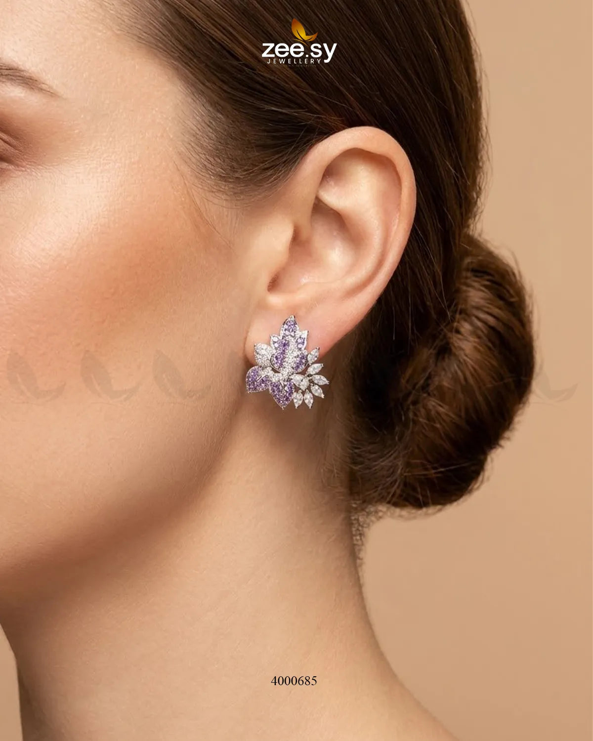 Starlight Floral Zircon Earrings - Silver Earrings - Zeesy Jewellery Pakistan | Premium Artificial & Imitation Jewellery