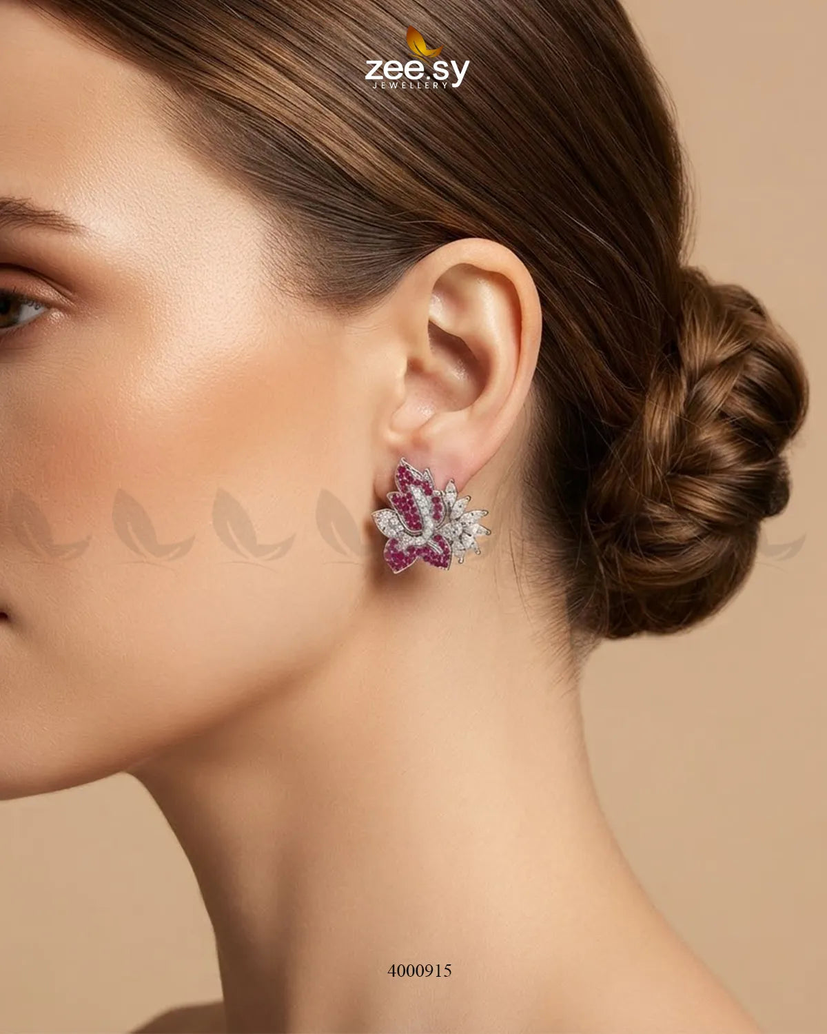 Starlight Floral Zircon Earrings - Silver