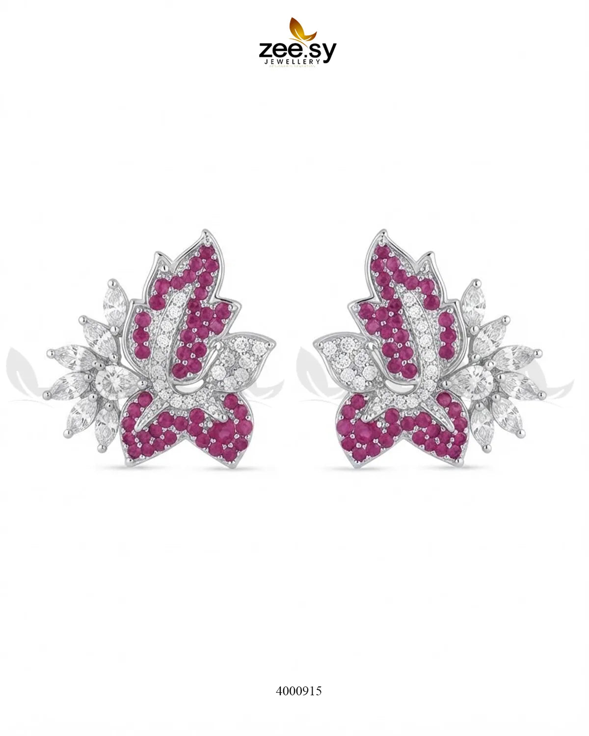 Starlight Floral Zircon Earrings - Silver – Earrings by Zee.Sy Jewellery (view 2)