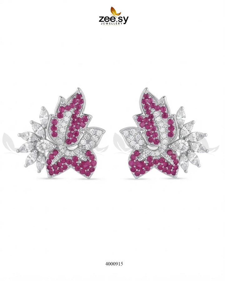 Starlight Floral Zircon Earrings - Silver – Earrings by Zee.Sy Jewellery (view 2)