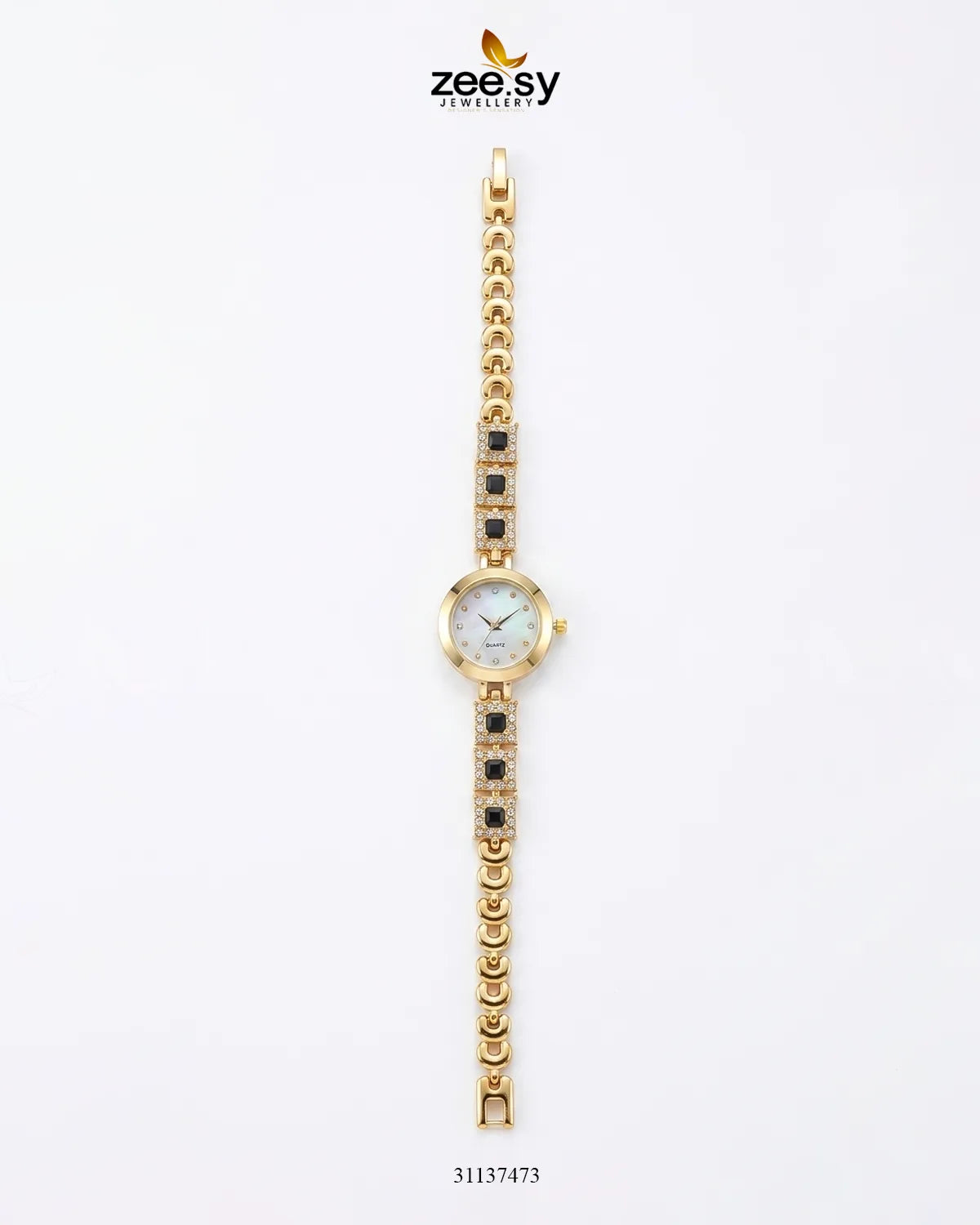 Starlight Beautiful Bracelet Watch Golden Black ACCESSORIES - Zeesy Jewellery Pakistan | Premium Artificial & Imitation Jewellery