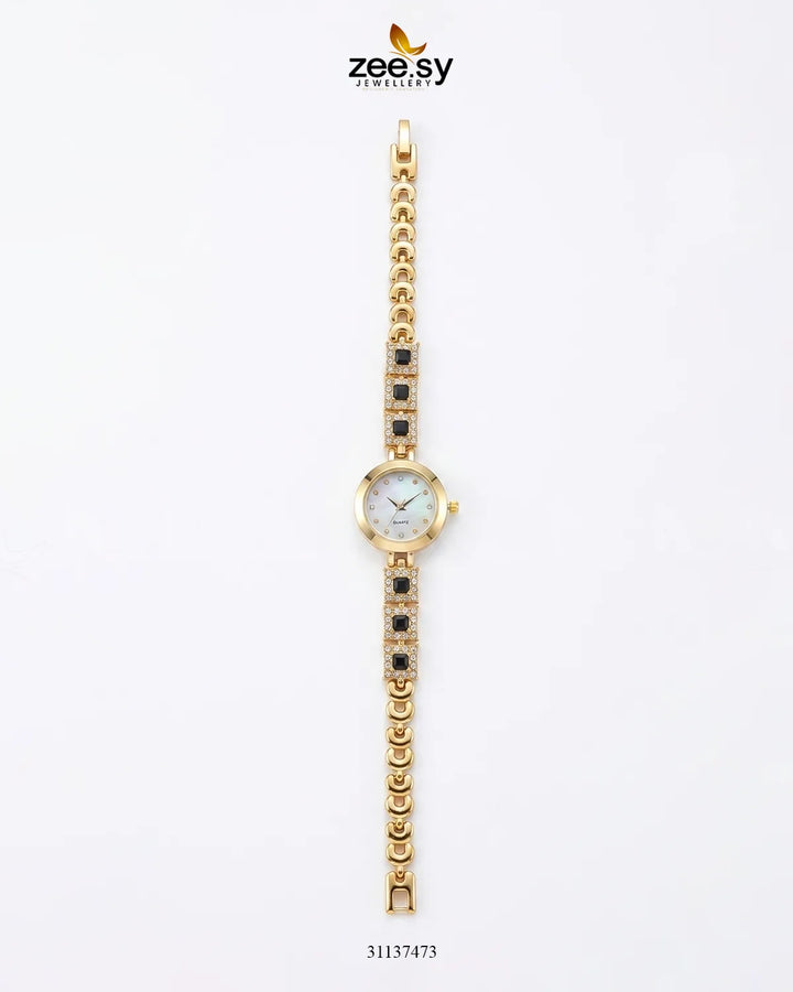 Starlight Beautiful Bracelet Watch Golden Black ACCESSORIES - Zeesy Jewellery Pakistan | Premium Artificial & Imitation Jewellery