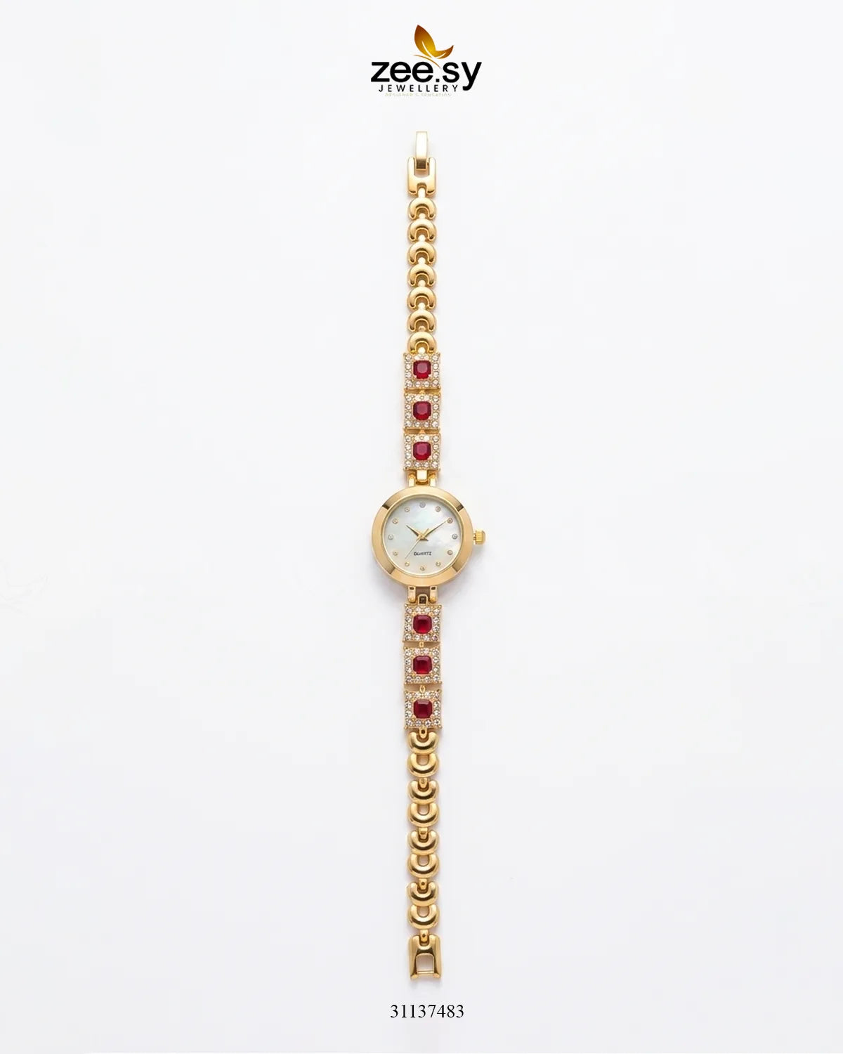 Starlight Beautiful Bracelet Watch Golden Red ACCESSORIES - Zeesy Jewellery Pakistan | Premium Artificial & Imitation Jewellery