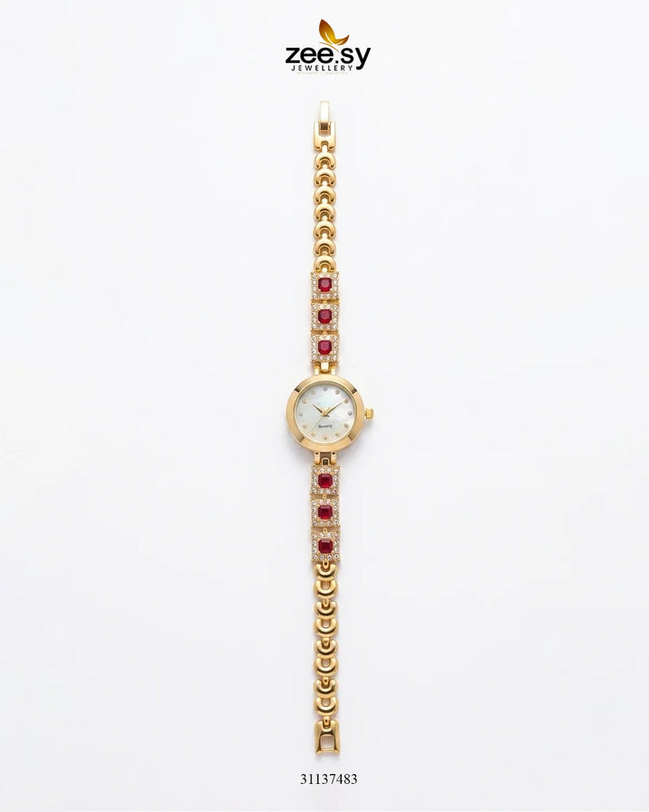 Starlight Beautiful Bracelet Watch Golden Red ACCESSORIES - Zeesy Jewellery Pakistan | Premium Artificial & Imitation Jewellery