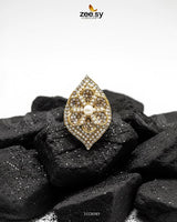 Starlit Leaf Cluster Pave Ring - Zeesy Jewellery