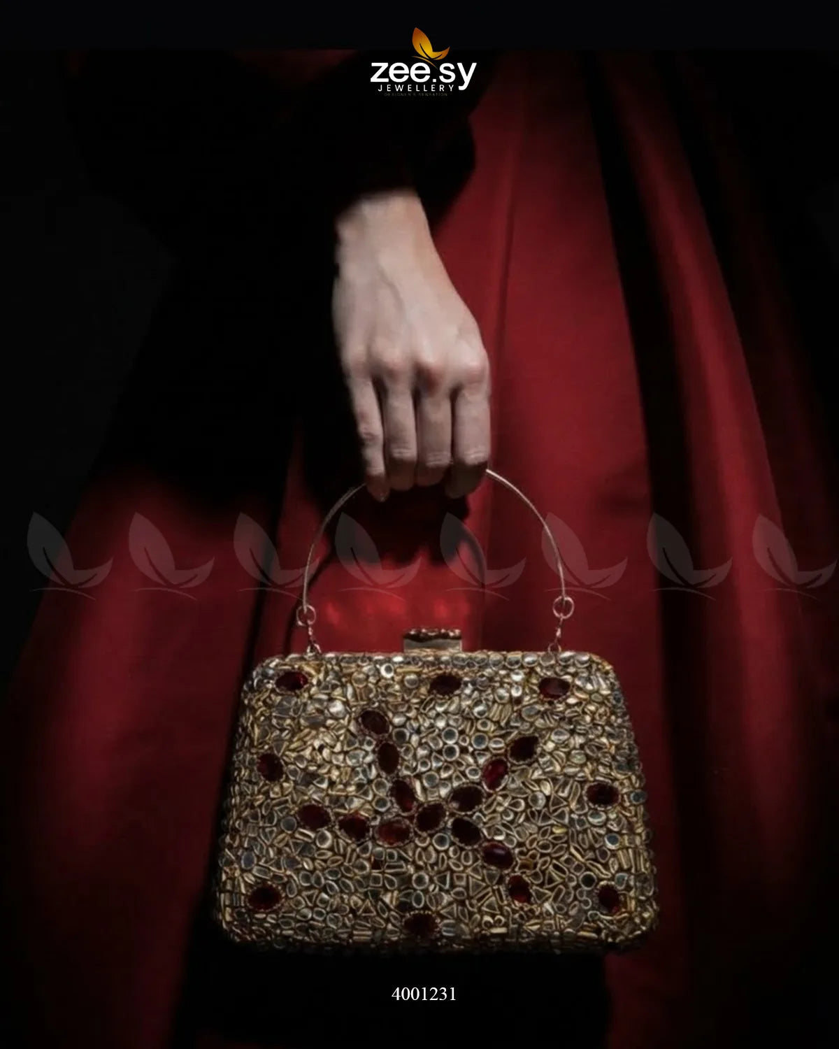 Statement Kundan Square Clutch Bag ACCESSORIES - Zeesy Jewellery Pakistan | Premium Artificial & Imitation Jewellery