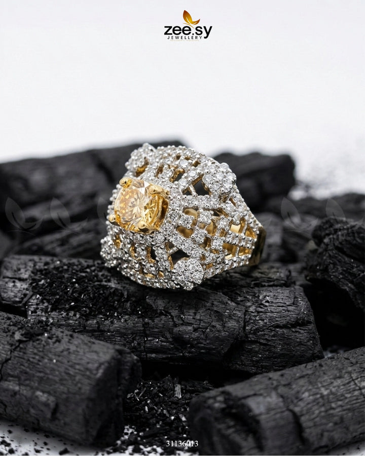 Sterling Bold Cocktail Ring Golden Champagne Finger Ring - Zeesy Jewellery Pakistan | Premium Artificial & Imitation Jewellery