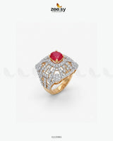 Sterling Bold Cocktail Ring Golden Red Finger Ring - Zeesy Jewellery Pakistan | Premium Artificial & Imitation Jewellery