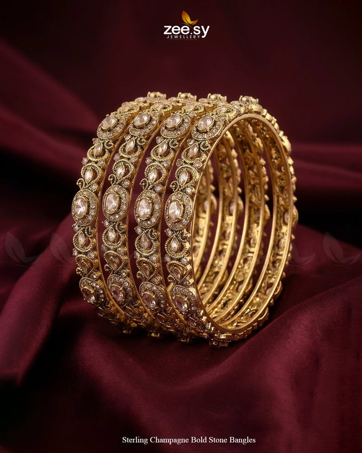 Sterling Champagne Bold Stone Bangles BANGLES - Zeesy Jewellery Pakistan | Premium Artificial & Imitation Jewellery