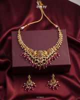 Sublime Bold Beads Necklace Set Golden Ruby - Zeesy Jewellery