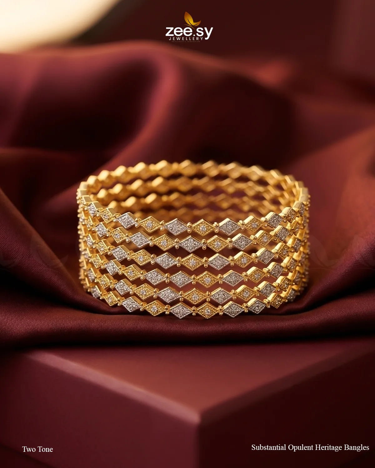 Substantial Opulent Heritage Bangles - Two Tone BANGLES - Zeesy Jewellery Pakistan | Premium Artificial & Imitation Jewellery