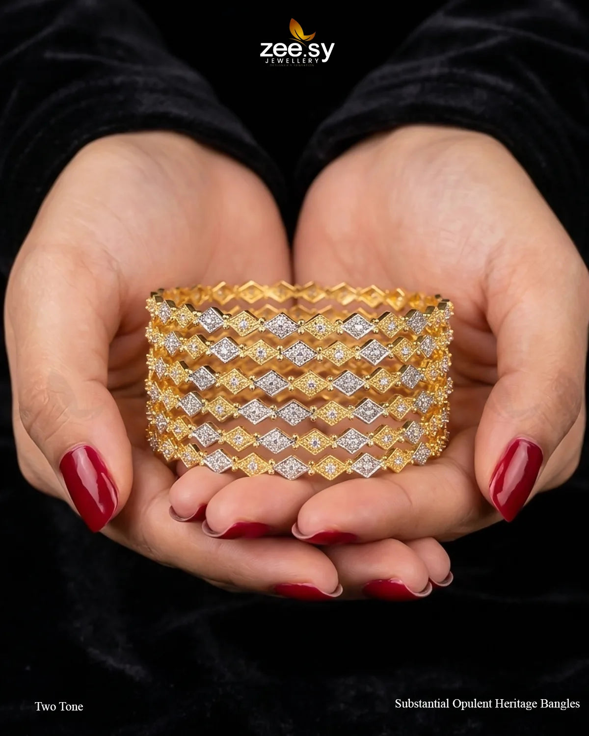Substantial Opulent Heritage Bangles - Two Tone BANGLES - Zeesy Jewellery Pakistan | Premium Artificial & Imitation Jewellery