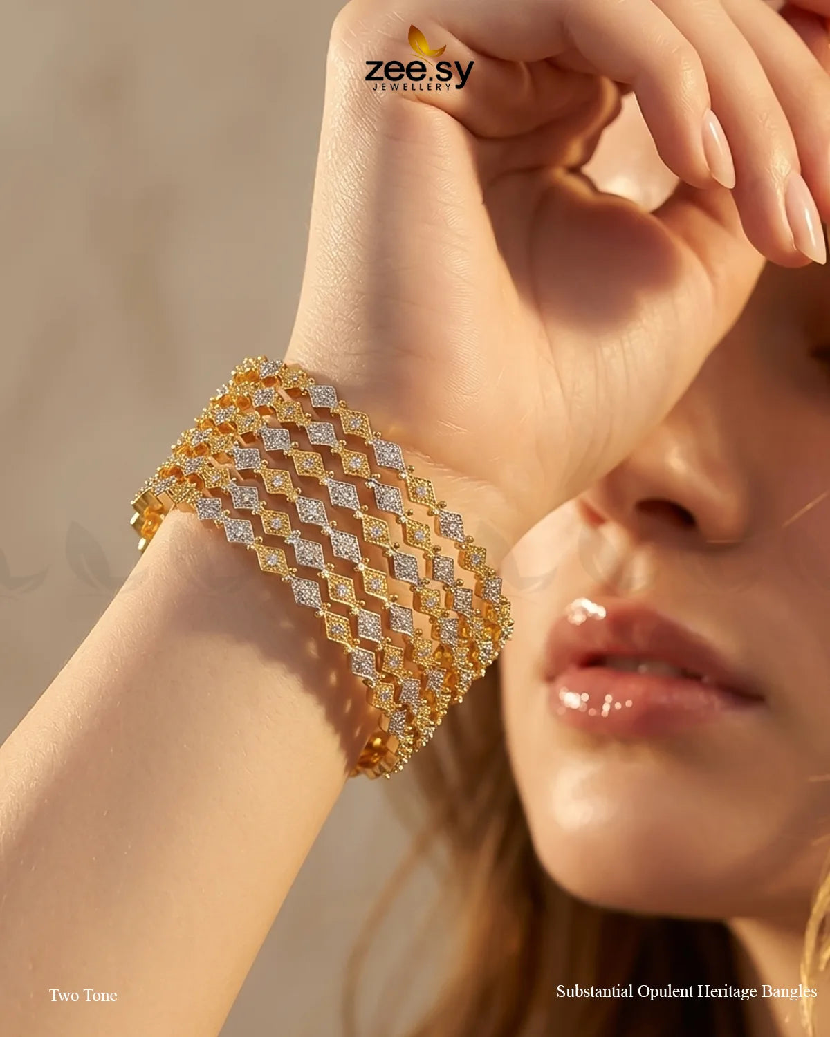 Substantial Opulent Heritage Bangles - Two Tone BANGLES - Zeesy Jewellery Pakistan | Premium Artificial & Imitation Jewellery