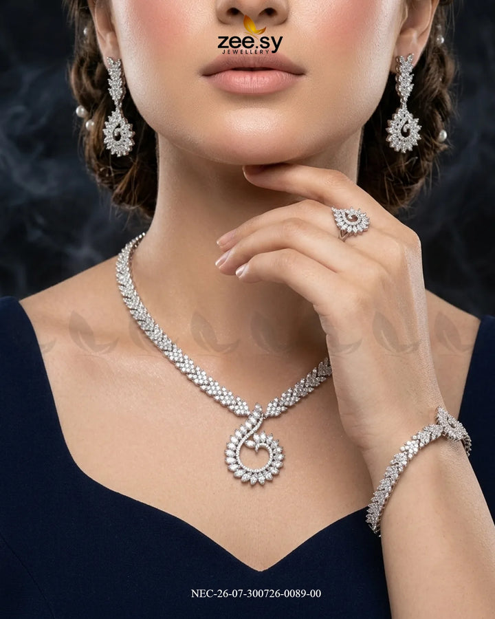 Swirling Leaf AD Necklace Set