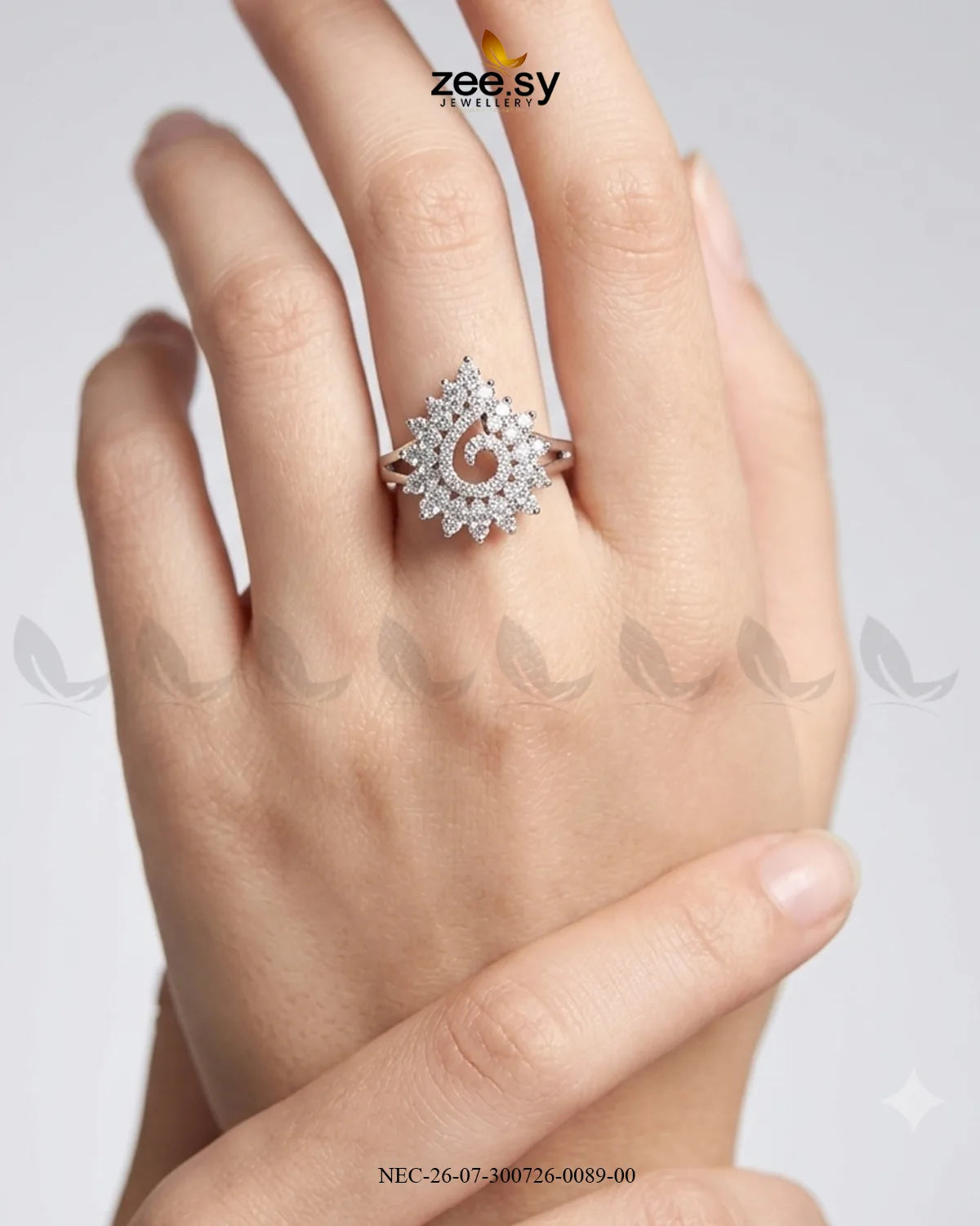 Swirling Leaf AD Necklace Set Necklace Sets - Zeesy Jewellery Pakistan | Premium Artificial & Imitation Jewellery
