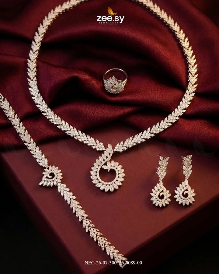Swirling Leaf AD Necklace Set