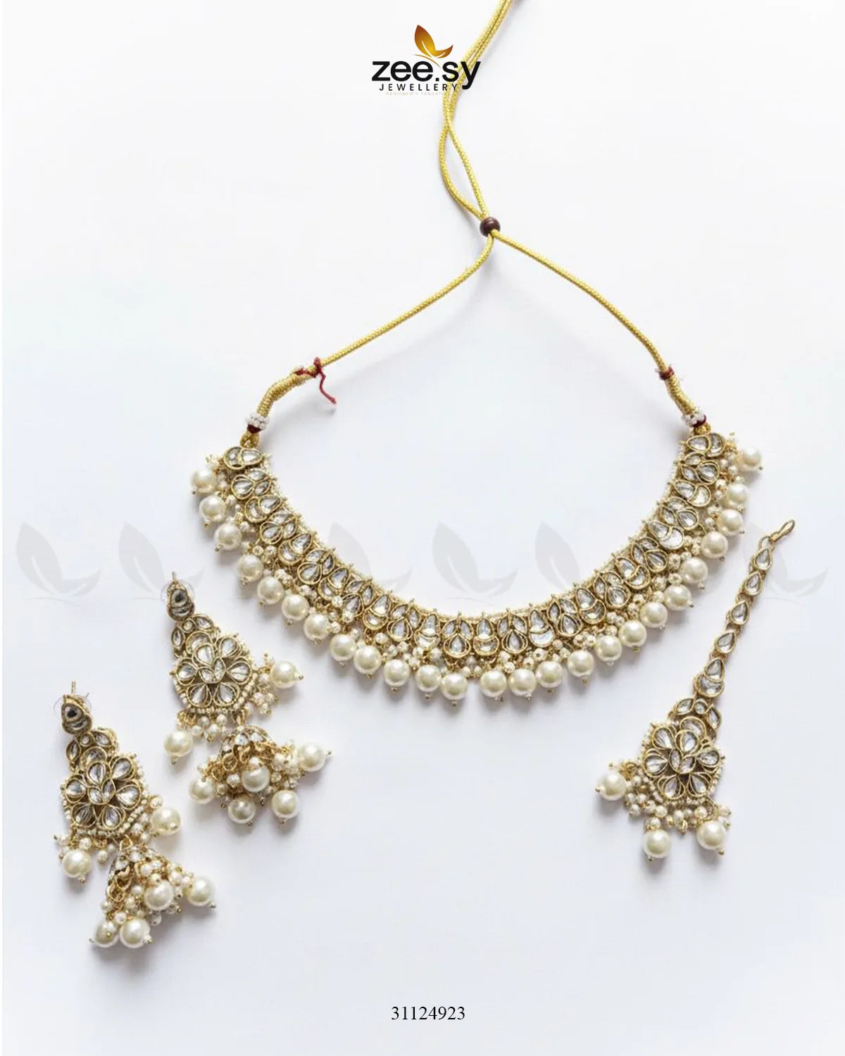 Magnificent Tonel Necklace Set Golden Pearl - Zeesy Jewellery