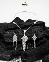 Tonel Oval Gem Wreath Necklace Set Silver - Zeesy Jewellery